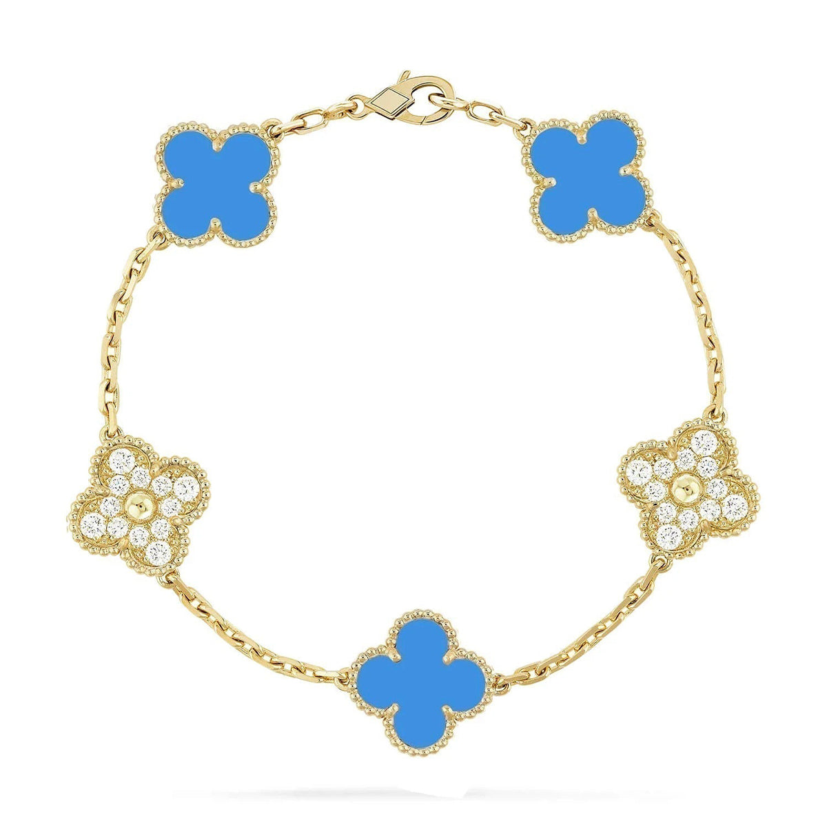 [Elite] CLOVER 5 MOTIF BLUE AGATE BRACELET COLLECTION