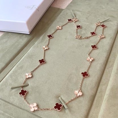 [Elite]CLOVER 20 MOTIFS LASER CARNELIAN NECKLACE