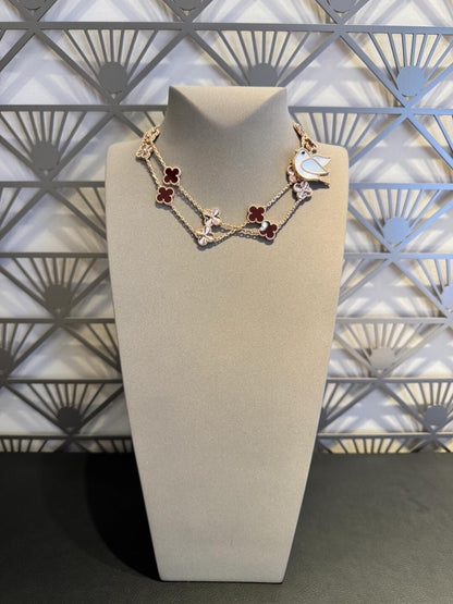 [Elite]CLOVER 20 MOTIFS LASER CARNELIAN NECKLACE