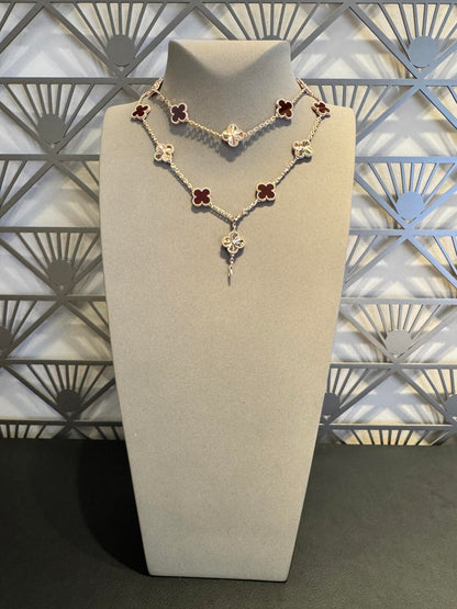 [Elite]CLOVER 20 MOTIFS LASER CARNELIAN NECKLACE