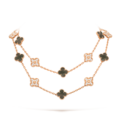 [Elite]CLOVER 20 MOTIFS DARK MOP DIAMOND  NECKLACE