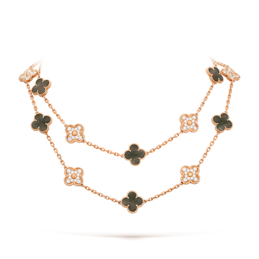 [Elite]CLOVER 20 MOTIFS DARK MOP DIAMOND  NECKLACE