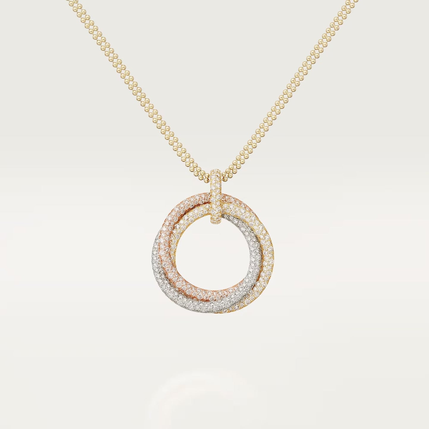 [Elite]TRINITY LARGE FULL DIAMOND  NECKLACE