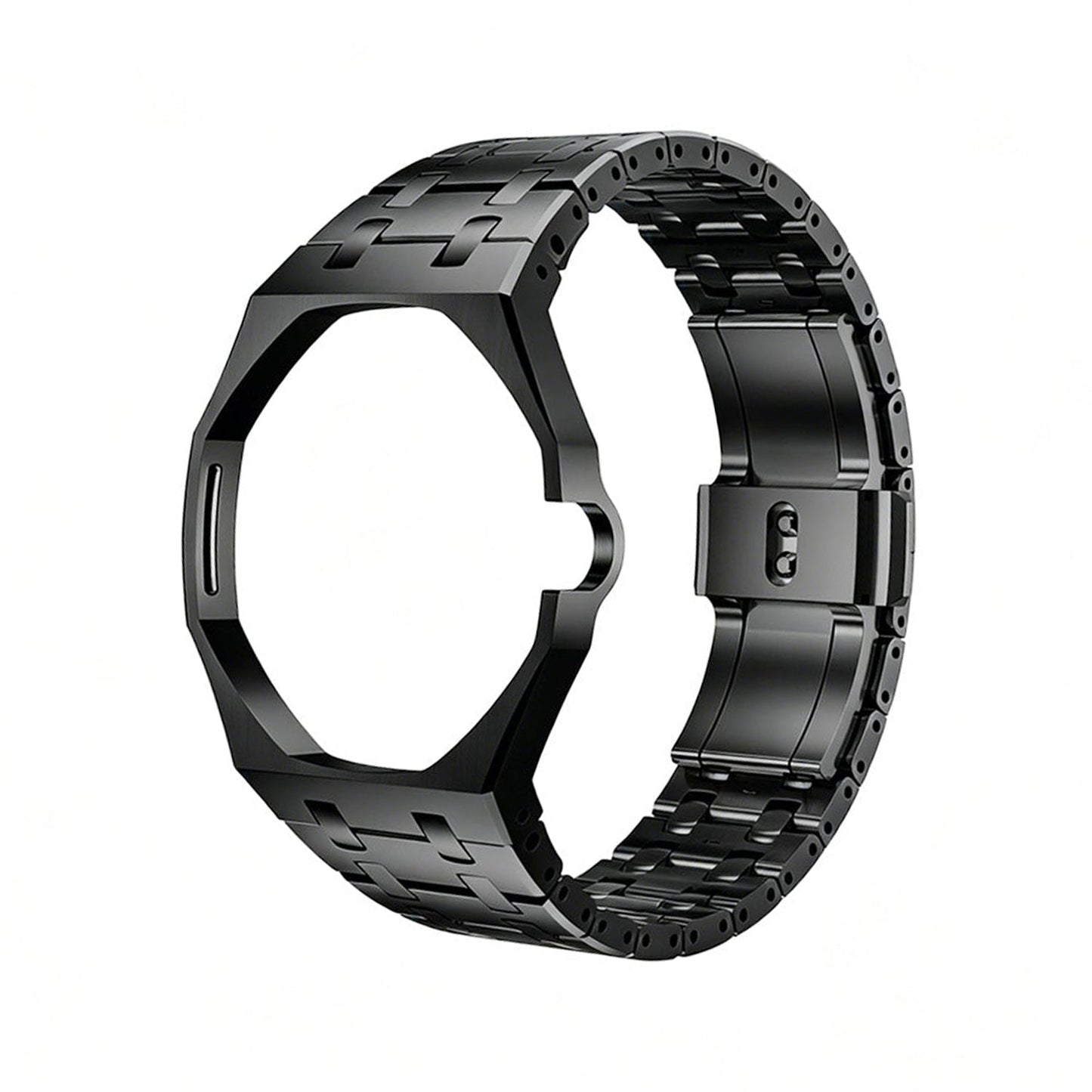 Oak Pop Black Steel Silicone Strap