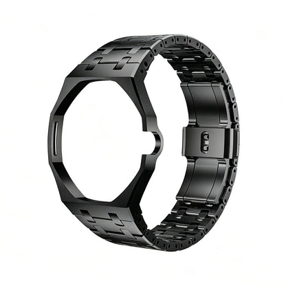 Oak Pop Black Steel Silicone Strap
