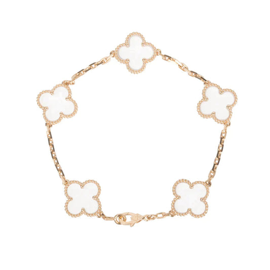 [Elite]CLOVER 5 MOTIF ROCK CRYSTAL BRACELET