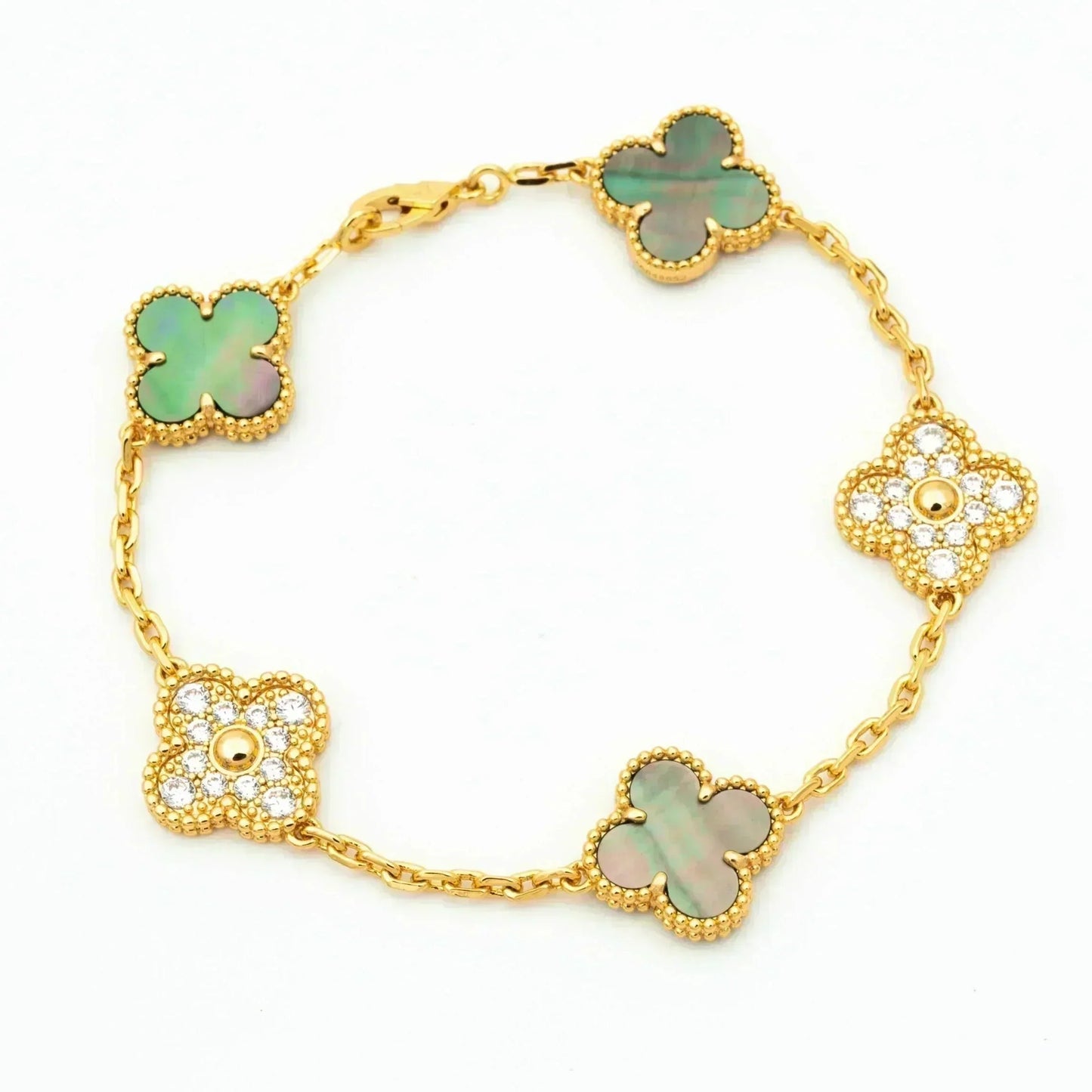 [Elite] CLOVER 5 MOTIF GRAY MOP BRACELET COLLECTION