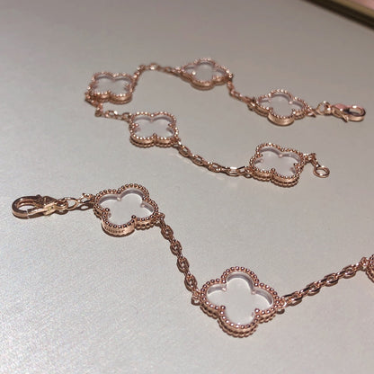 [Elite]CLOVER 5 MOTIF ROCK CRYSTAL BRACELET