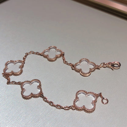 [Elite]CLOVER 5 MOTIF ROCK CRYSTAL BRACELET