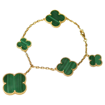 [Elite]MAGIC CLOVER MALACHITE GOLD BRACELET 5 MOTIFS