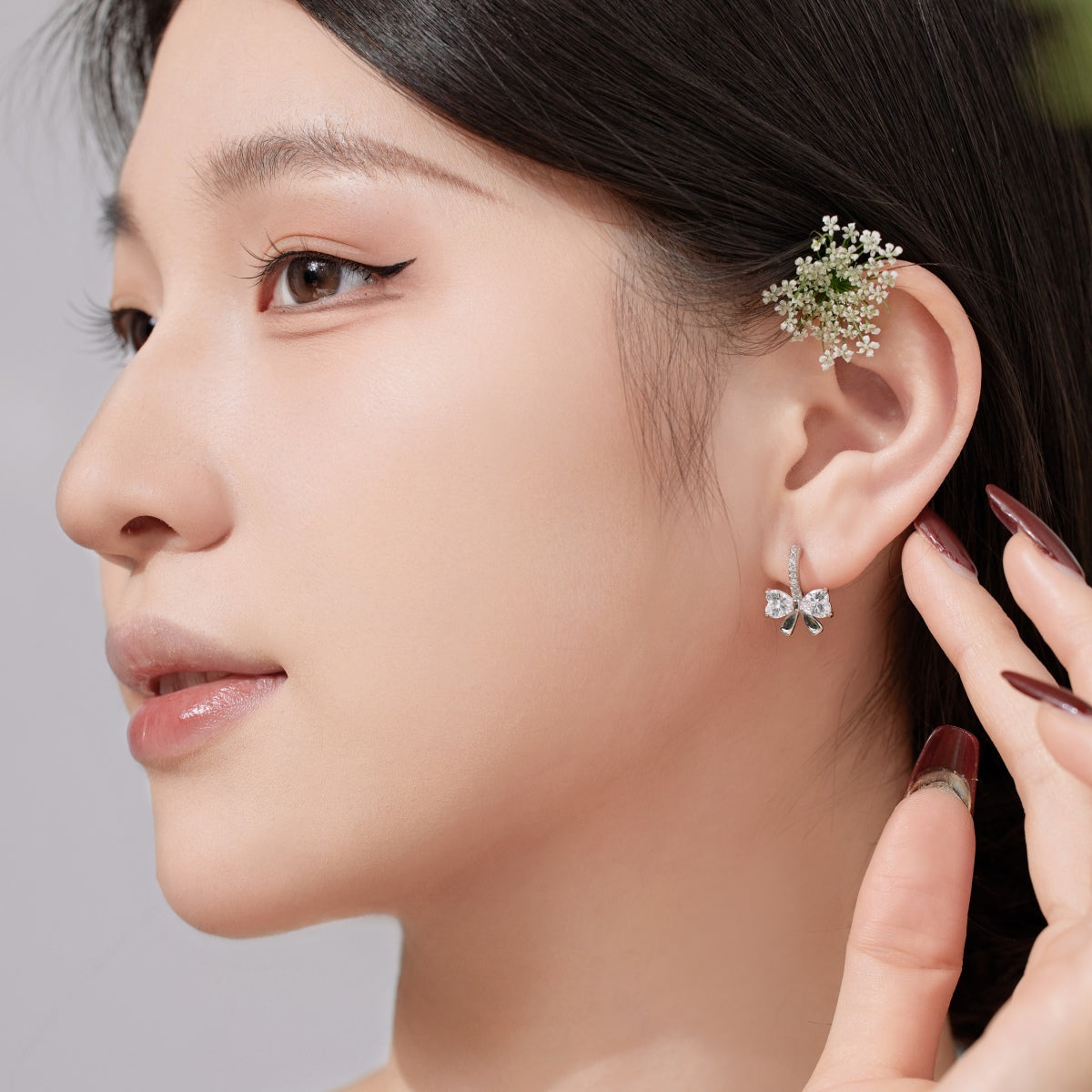 [Elite]Exquisite Earrings With Heart-Shaped Bow Design