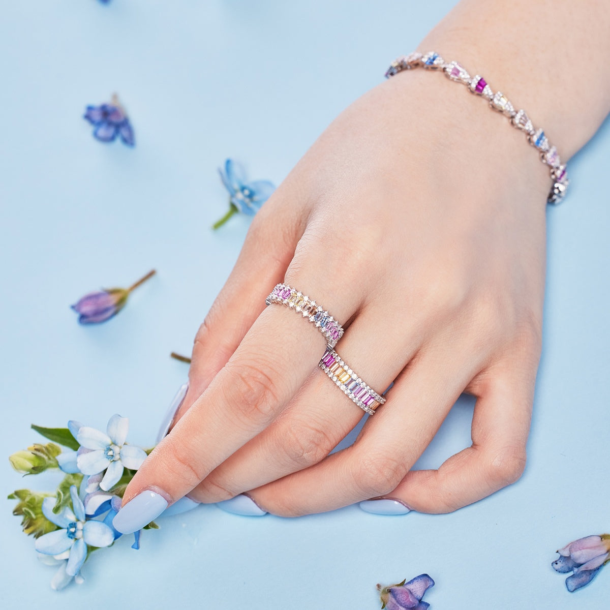 [Elite]Dainty Kaleidoscopic Emerald Cut Daily Ring