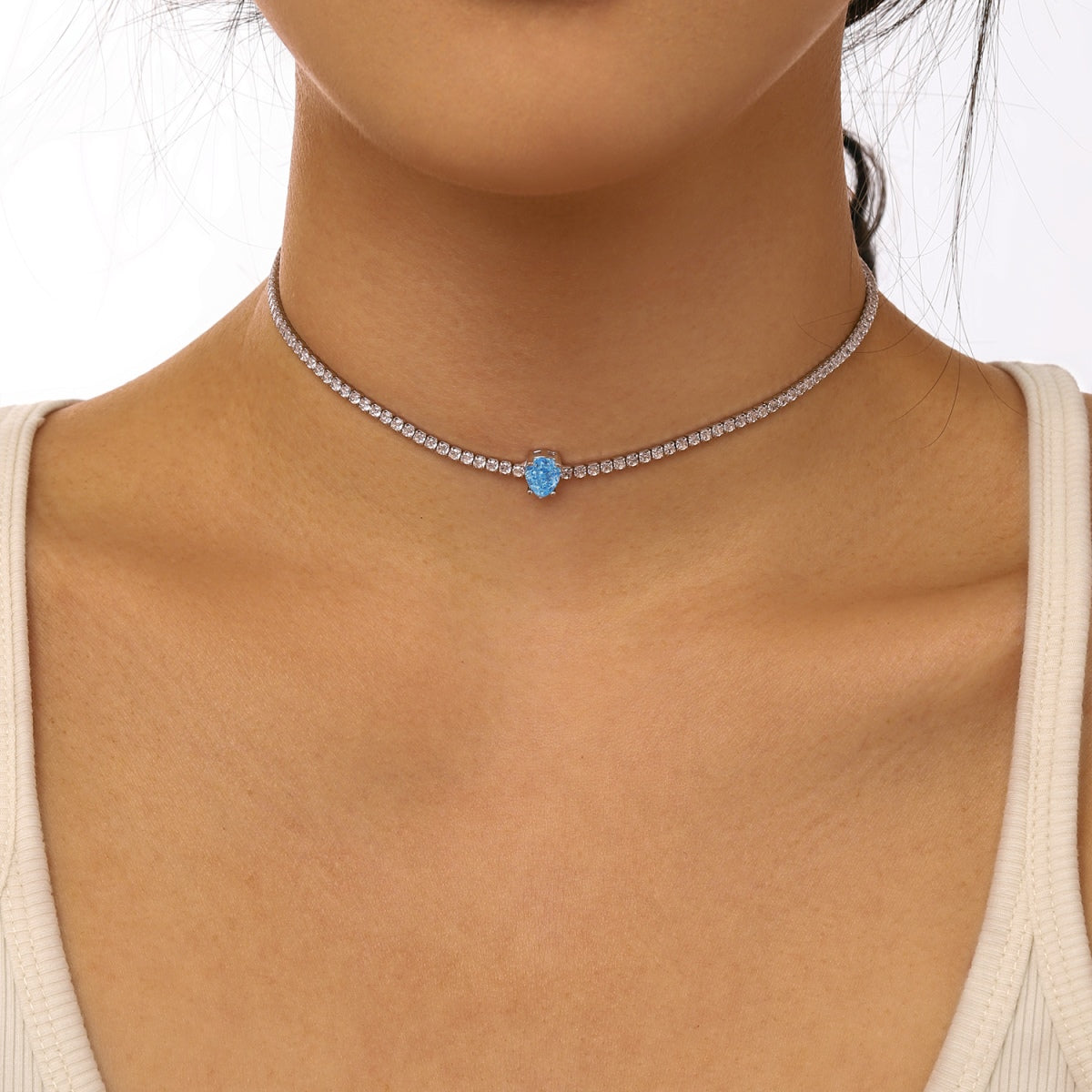 [Elite]1.0 carat Unique Pear Cut Tennis Necklace