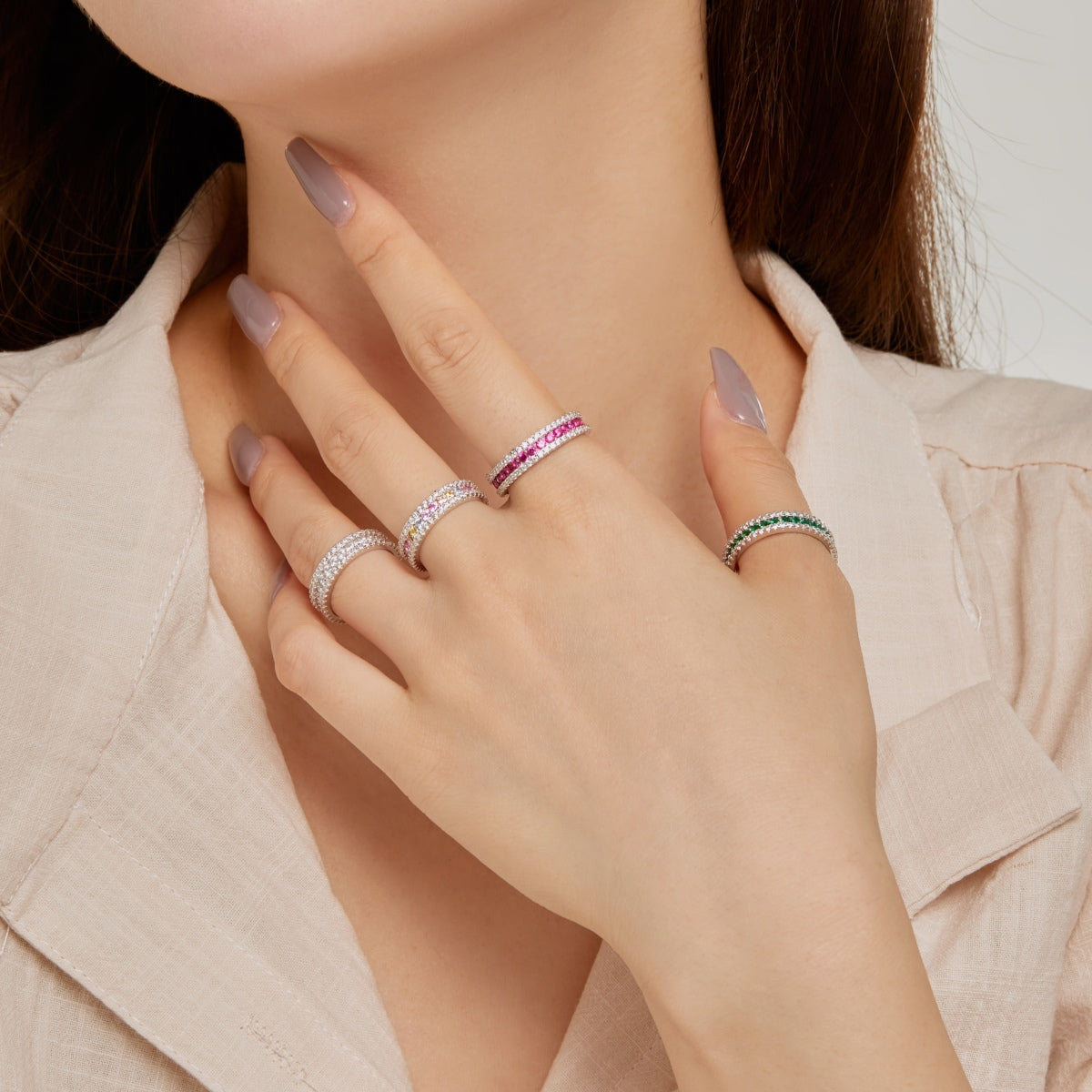 [Elite]Delicate Colorful Round Cut Daily Ring