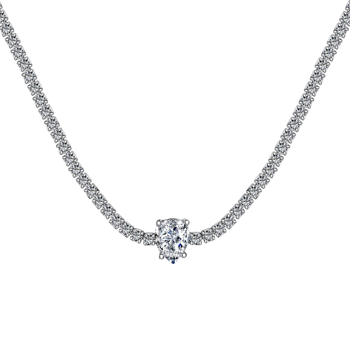 [Elite]1.0 carat Unique Pear Cut Tennis Necklace