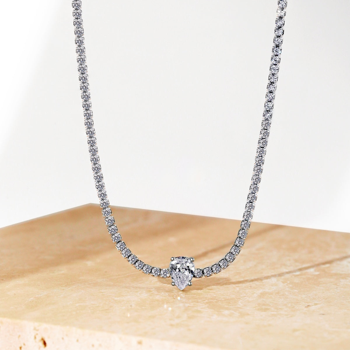 [Elite]1.0 carat Unique Pear Cut Tennis Necklace