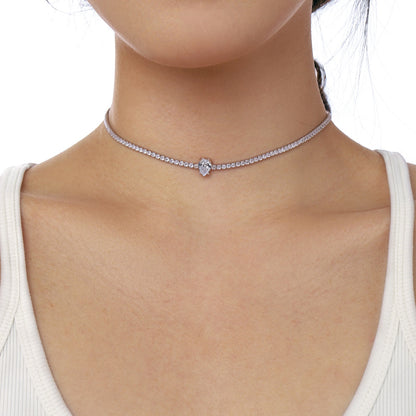 [Elite]1.0 carat Unique Pear Cut Tennis Necklace