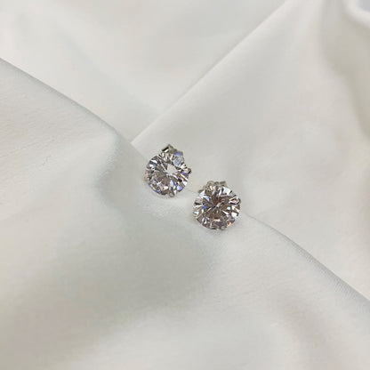 [Elite]Stylish Shiny Round Center Stone Stud Earrings