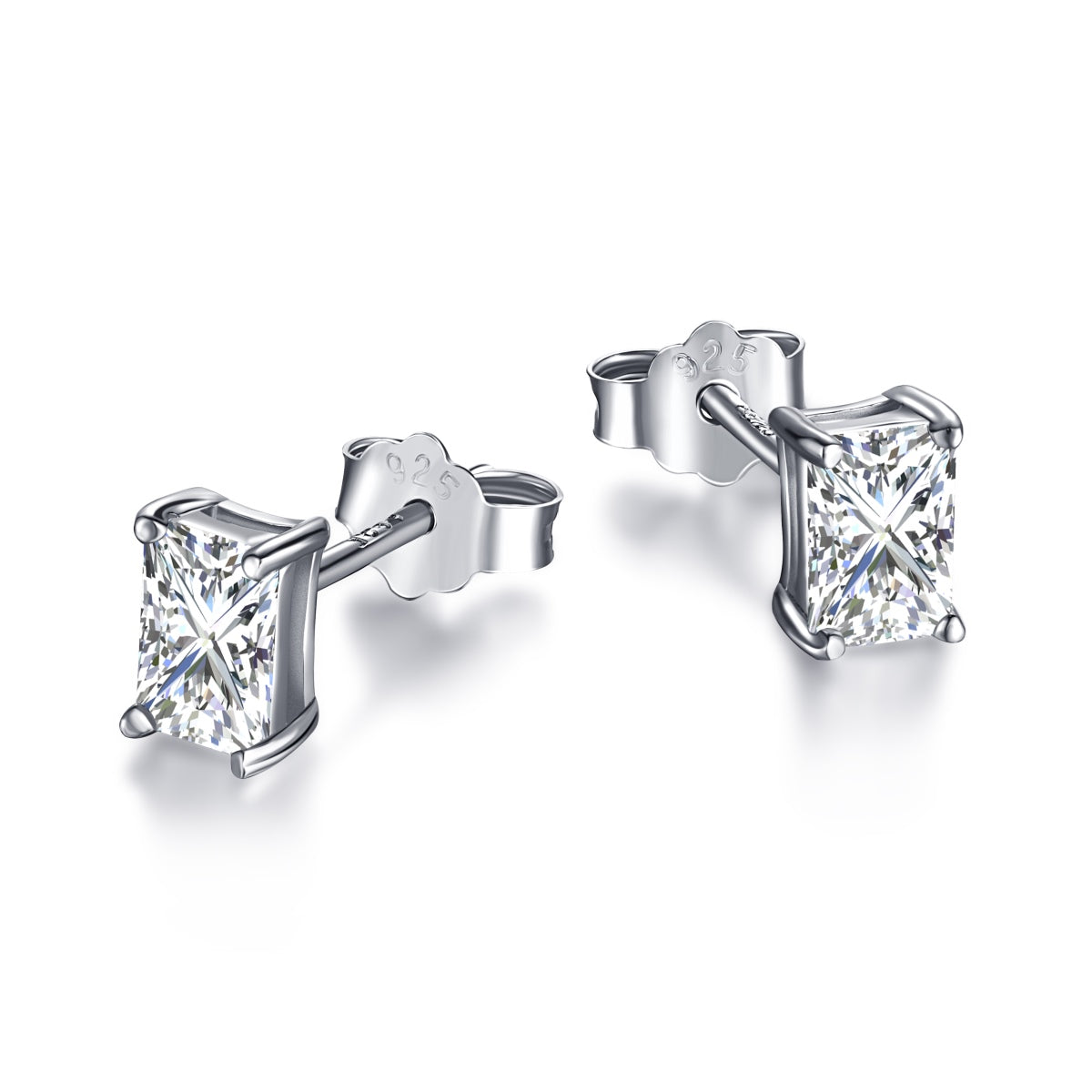 [Elite]Stylish Shiny Rectangular Center Stone Stud Earrings