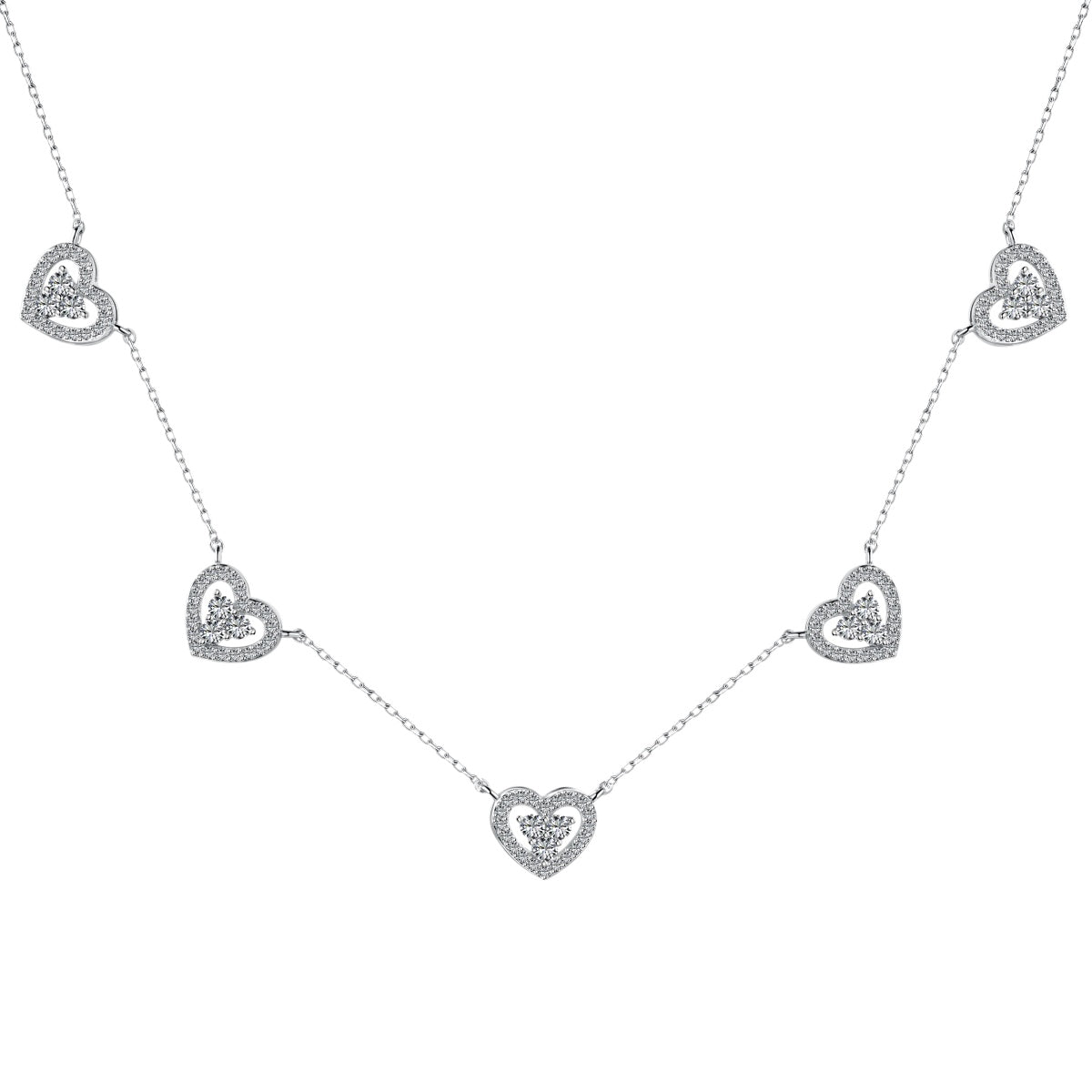 [Elite]Sparkling Five Heart Necklace