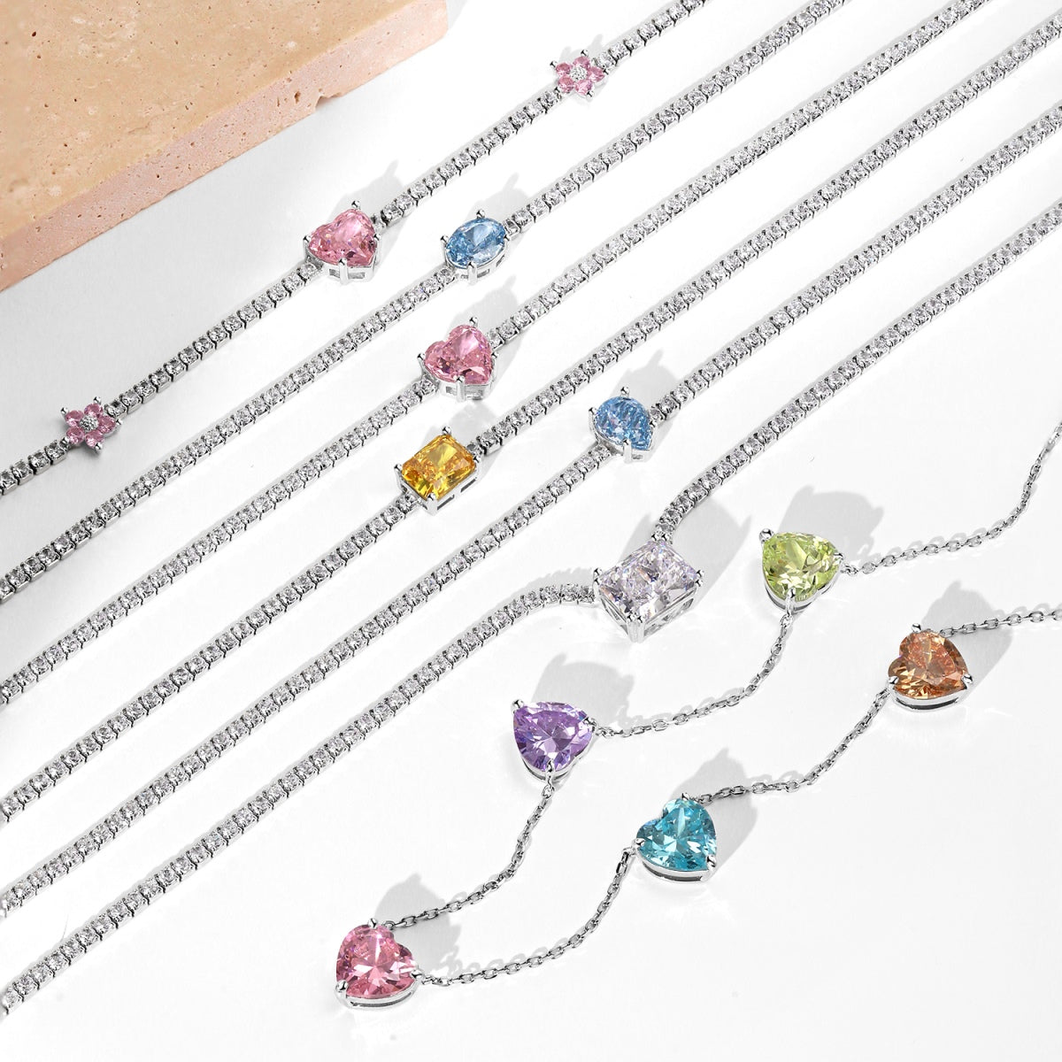 [Elite]Dazzling Pink Heart Flower Necklace