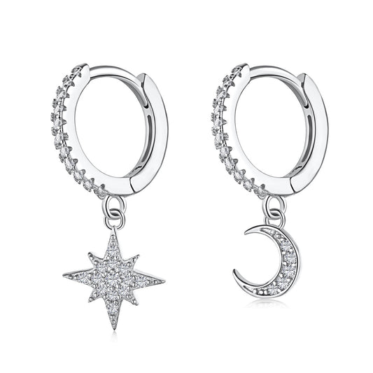 [Elite]Star and Moon Asymmetric Earrings
