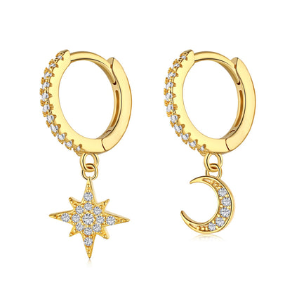 [Elite]Star and Moon Asymmetric Earrings