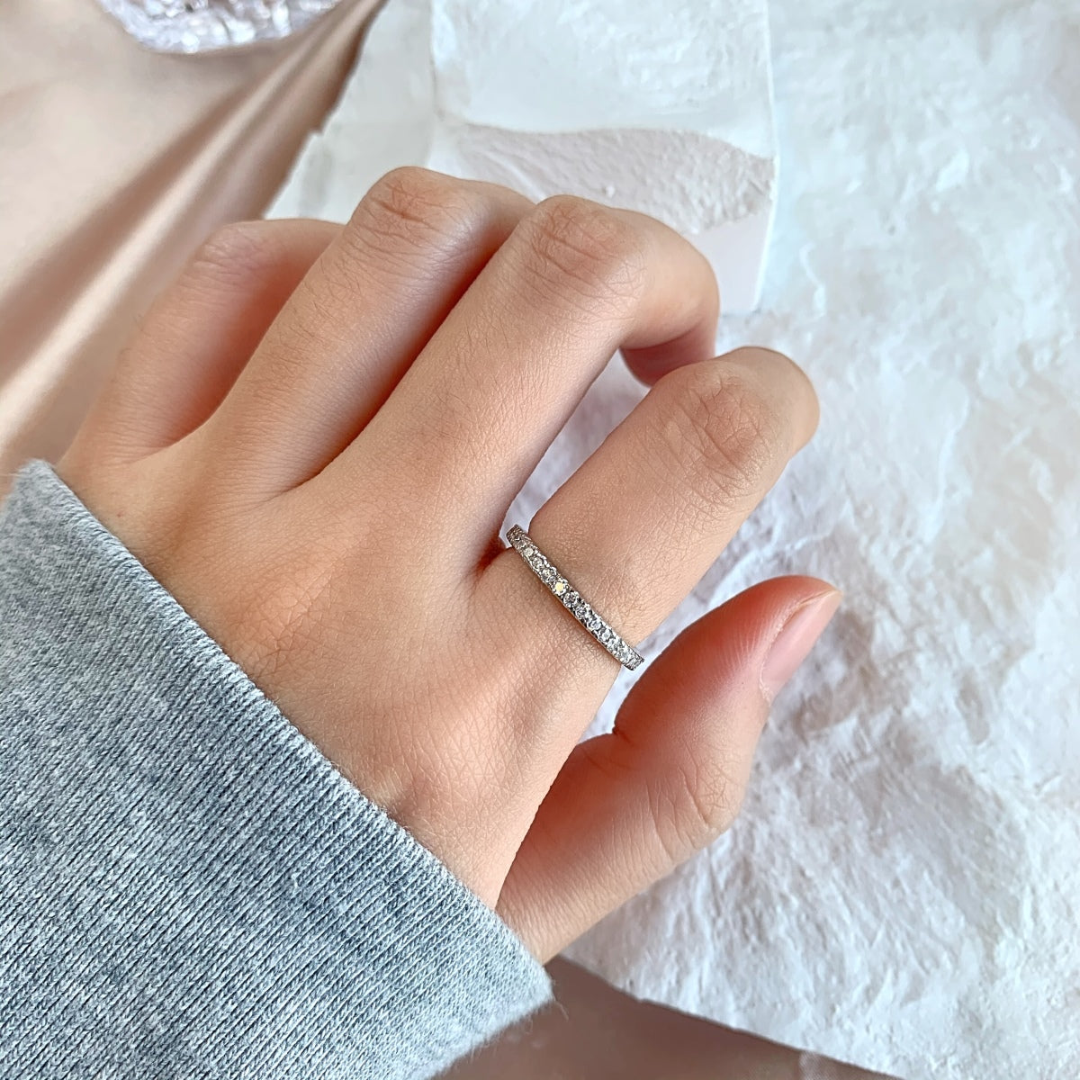 [Elite]Delicate Sparkling Round Cut Daily Ring