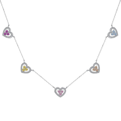 [Elite]Sparkling Five Heart Necklace