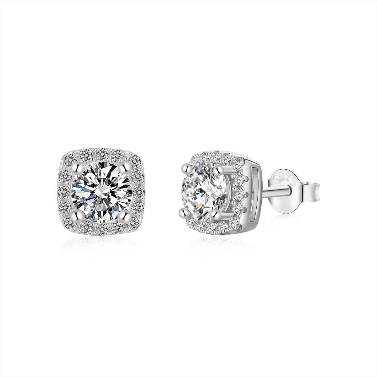 [Elite]Classic Round Center Stone Stud Earrings