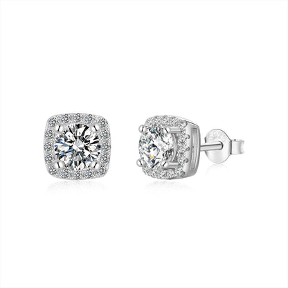 [Elite]Classic Round Center Stone Stud Earrings