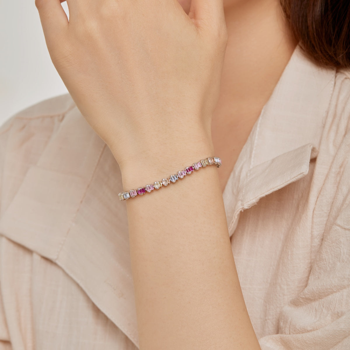 [Elite]Delicate Colorful Emerald Cut Party Bracelet