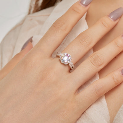 [Elite]Delicate Colorful Round Cut Flower Shape Wedding Ring