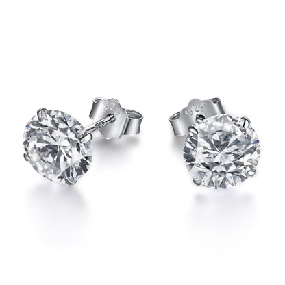 [Elite]Stylish Shiny Round Center Stone Stud Earrings