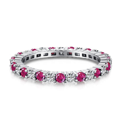 [Elite]Exquisite Colorful Round Cut Tennis Ring
