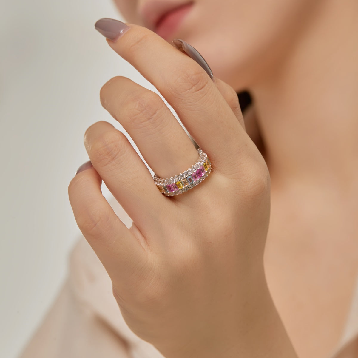 [Elite]Dainty Colorful Radiant Cut Daily Ring