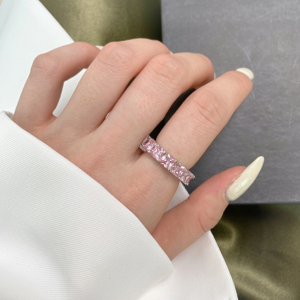 [Elite]Elegant Princess Cut Tennis Ring