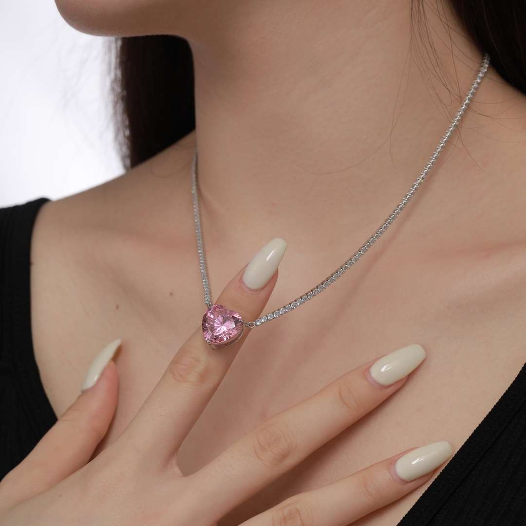 [Elite]8.0 Carat Versatile Colorful Sweet Heart-Shaped Tennis Necklace