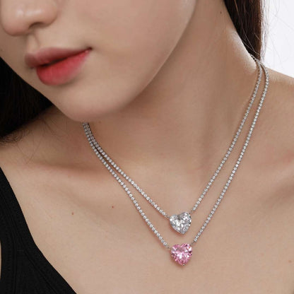 [Elite]8.0 Carat Versatile Colorful Sweet Heart-Shaped Tennis Necklace