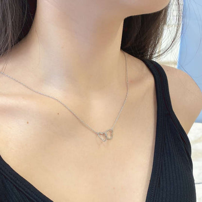 [Elite]Sterling Silver Love Double Ring Necklace