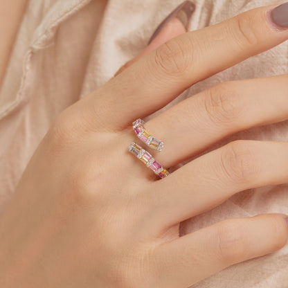 [Elite]Charming Colorful Radiant Cut Adjustable Daily Ring