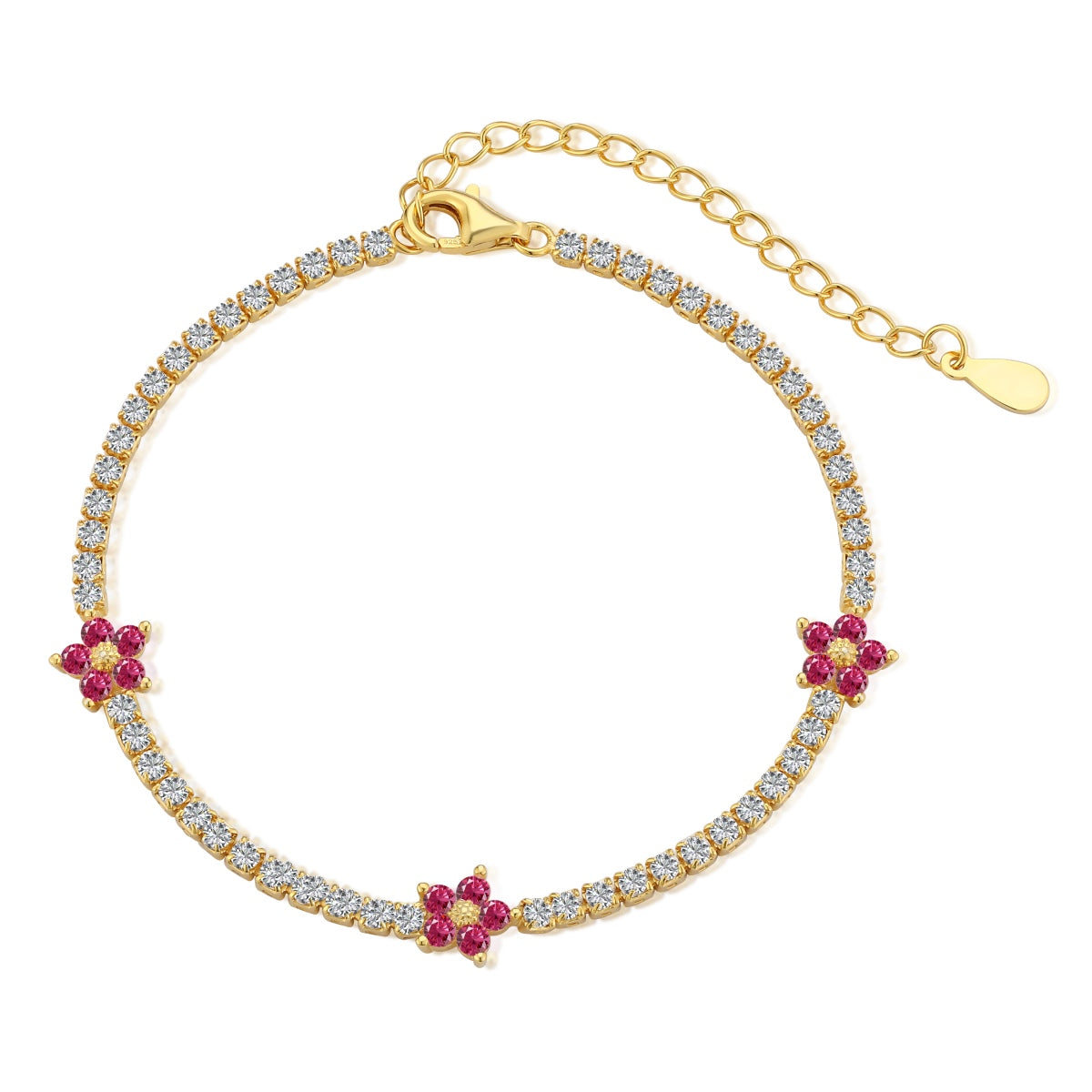 [Elite]Sparkling Flower Shape Tennis Bracelet