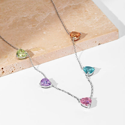 [Elite]Sparkling Colorful Heart Cut Necklace