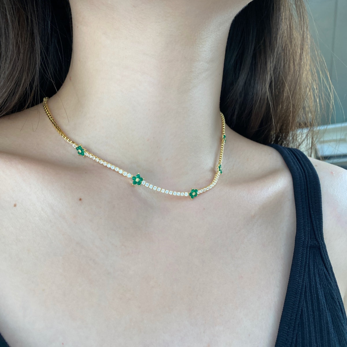 [Elite]Luxurious Colorful Flower Tennis Necklace
