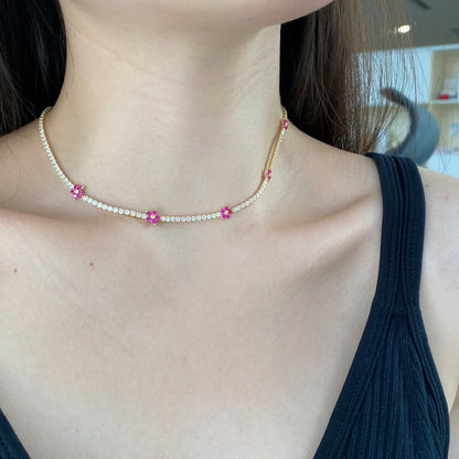 [Elite]Luxurious Colorful Flower Tennis Necklace
