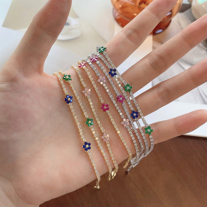 [Elite]Sparkling Flower Shape Tennis Bracelet