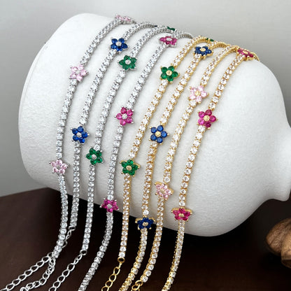 [Elite]Sparkling Flower Shape Tennis Bracelet