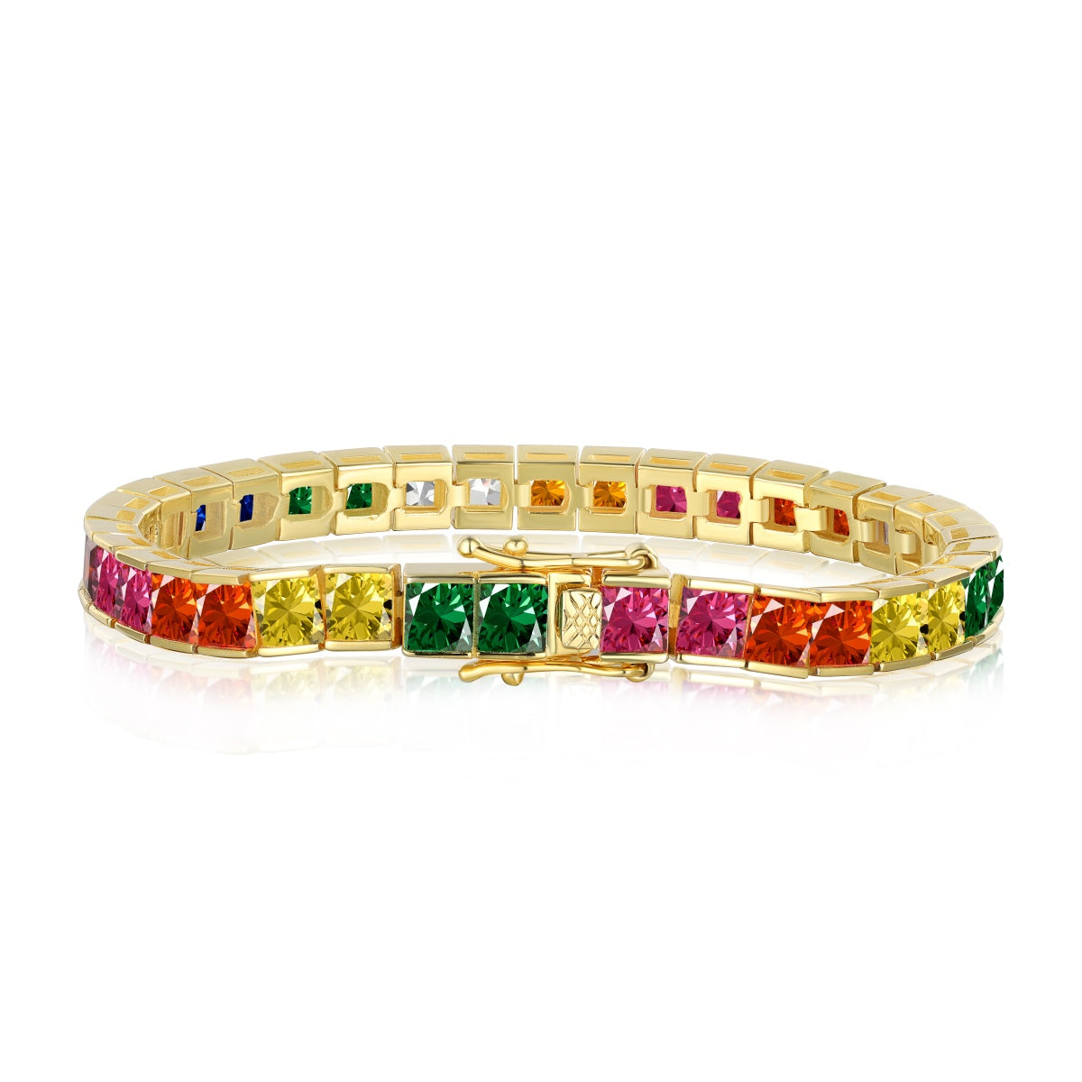[Elite]Radiant Colorful Princess Cut Tennis Bracelet