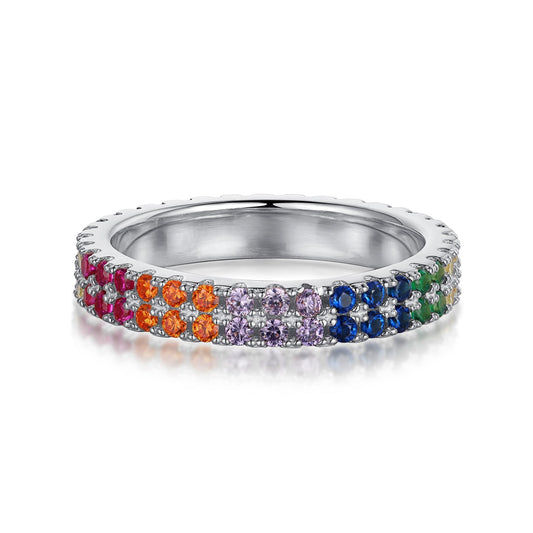 [Elite]Unique Colorful Round Cut Tennis Ring