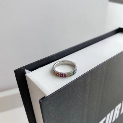 [Elite]Unique Colorful Round Cut Tennis Ring